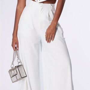 Dressy White Flared Business Women's Wide-Leg Pants S-M